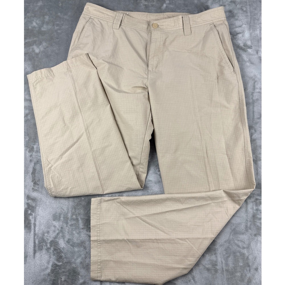 Columbia Mens Tan Ripstop Cargo Hiking Pants Straight Leg Beige 38x32